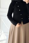 Asimetrik Kesim Triko Hırka -Siyah