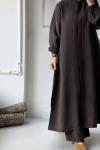 Gizli Düğmeli Pantolon Takım - Acı Kahve