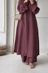 Gizli Düğmeli Pantolon Takım - Mürdüm