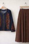 İşlemeli Denim Ceket - Kahve