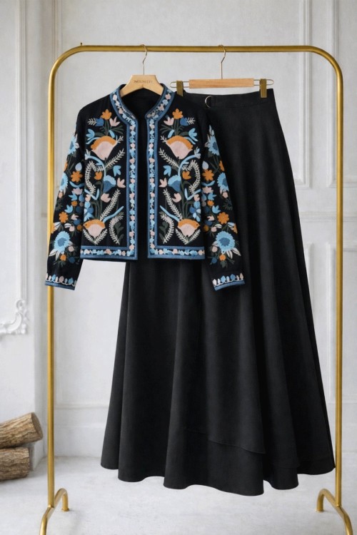Nakışlı Ceket - Siyah