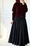 Pelerin Detaylı Triko Hırka - Bordo