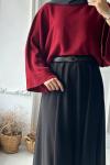 Reglan Kol Kısa Kazak- Bordo