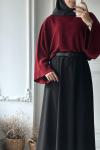 Reglan Kol Kısa Kazak- Bordo
