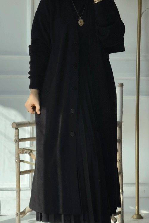 Maral Uzun Hırka - Siyah Siyah
