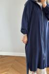 Fermuarlı Uzun Kap - Lacivert  Lacivert