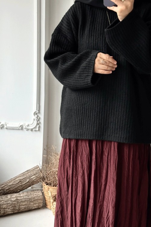 Bukre Oversize Kazak - Siyah Siyah