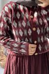 Cepli Baklava Desen Hırka - Bordo  Bordo