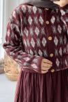 Cepli Baklava Desen Hırka - Bordo  Bordo