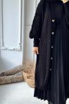 Örgü Desen Düğmeli Hırka - Siyah  Siyah