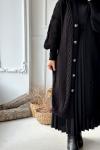 Örgü Desen Düğmeli Hırka - Siyah  Siyah