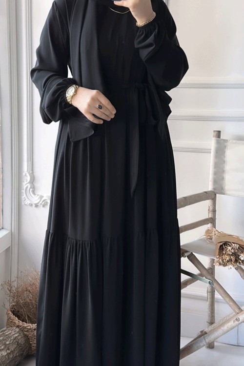 Sahra Ferace Elbise - Siyah  Siyah
