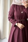  KEMERLİ SÜET ELBİSE  Bordo