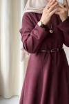  KEMERLİ SÜET ELBİSE  Bordo