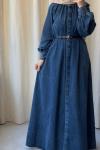 Denim Ferace Elbise -Mavi Mavi