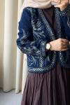 Payetli Denim Ceket  Lacivert