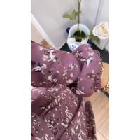 Çiçek Desenli Kemerli Elbise - Gül Kurusu