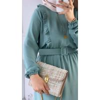 Fırfır Detaylı Ayrobin Elbise - Mint Yeşili