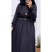 Güpürlü Naif Elbise - Siyah