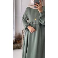 Önü Gizli Fermurlı Ferace Elbise-Çağla Yeşili