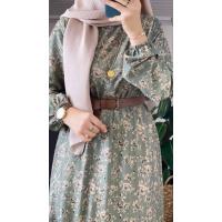 Soft Çiçekli Elbise-Mint Yeşili