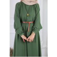 Volanlı Ferace Elbise - Yeşil