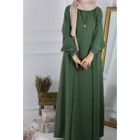 Volanlı Ferace Elbise - Yeşil