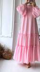 Balon Kol Dakron Elbise -Pembe