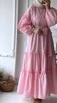 Balon Kol Dakron Elbise -Pembe