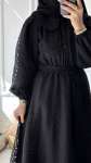 Bebe Yaka Elbise - Siyah