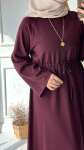 Belden Bağcıklı Basic Elbise-Bordo
