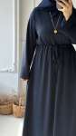 Belden Bağcıklı Basic Elbise - Lacivert