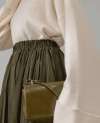 Beli Lastikli Kırışık Kumaş Etek - Haki