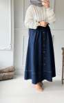 Beli Lastikli Kot Etek - Lacivert