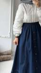 Beli Lastikli Kot Etek - Lacivert