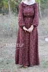 Bebe Yaka Çiçekli Elbise  - Bordo