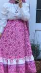 Çiçekli Fırfırlı Etek -Pembe