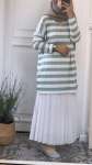 Çizgili Tunik -Mint Yeşili