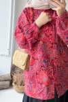 Etnik Desen Bağcıklı Tunik - Fuşya