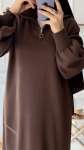 Fermuarlı Triko Elbise - Acı Kahve