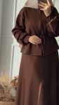 Fermuarlı Belden Ayarlanabilen Etekli Takım- Kahverengi