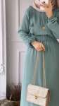Fırfır Detaylı Ayrobin Elbise - Mint Yeşili