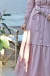Fırfır Detay Elbise - Pembe