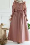 Fistolu Elbise - Pembe