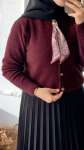 Fularlı Hırka - Bordo