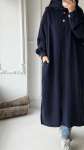 Gizli Düğmeli Uzun Kap - Lacivert