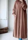 Gizli Düğmeli Uzun Kap - Soft Mocha