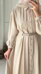 Kemer Detaylı Elbise - Krem