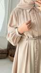 Kemer Detaylı Elbise - Krem