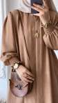 Kolu Gipeli Oversize Tunik - Sütlü Kahve